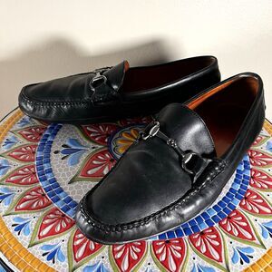 Peter Millar Brazil Mens Sz 9 M Black Leather Horsebit Loafers MC00F40 Shoes